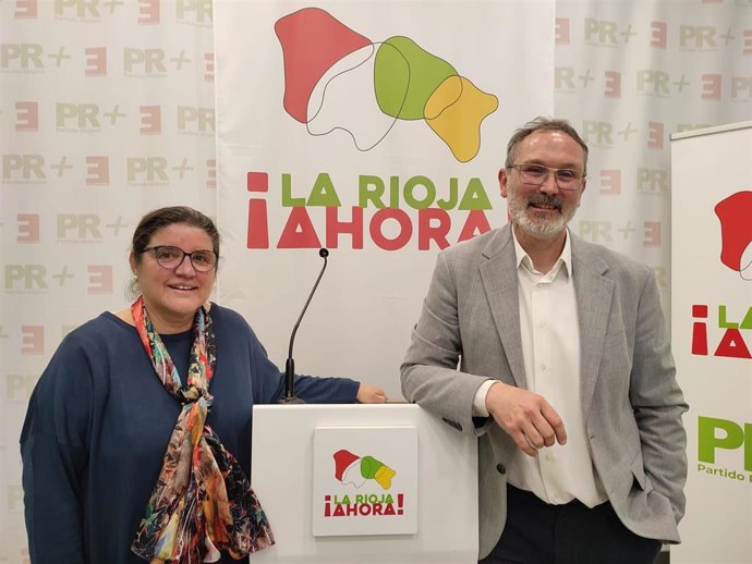 Los candidatos a la presidencia, Inmaculada Sáenz, y la alcaldía de Logroño, Rubén Antoñanzas