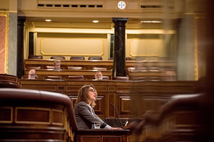 La vicepresidenta tercera y ministra para la Transición Ecológica y el Reto Demográfico, Teresa Ribera, interviene durante una sesión de control al Gobierno, en el Congreso de los Diputados, a 8 de febrero de 2023, en Madrid (España). Durante las sesión