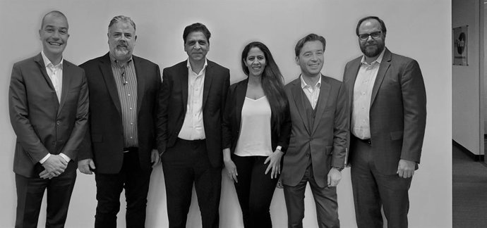 (From Left To Right)  Franois Boulet, Founding Partner, HR Path Wim De Smet, Partner And Head Of US Operations, HR Path Group Pramod Aggarwal, Owner, Terra Information Group Mamta Aggarwal, CEO, Terra Information Group Cyril Courtin, Founding Partner, 
