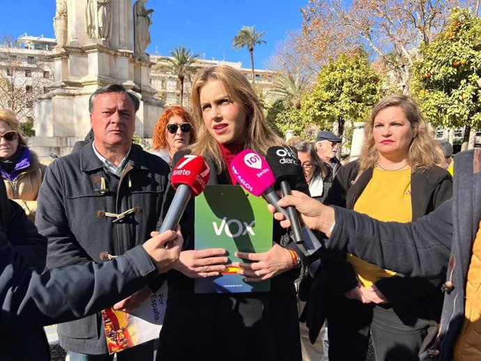 Cristina Peláez en declaraciones a los medios de comunicación