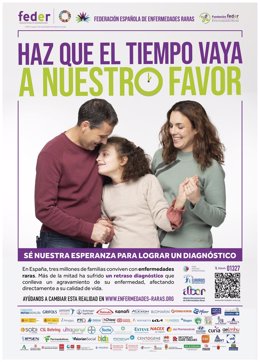 La Federación Española de Enfermedades Raras (FEDER) ha lanzado la campaña 'Haz que el tiempo vaya a nuestro favor', en el marco del Día Mundial de estas patologías que se celebra el próximo 28 de febrero.