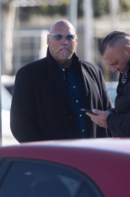 Frank Hannebuth, líder del grupo en Hannover y considerado como uno de los principales dirigentes de los 'Hells Angels' en Europa, a salida del juicio en la Audiencia Nacional de San Fernando de Henares, a 23 de enero de 2023, en San Fernando de Henares