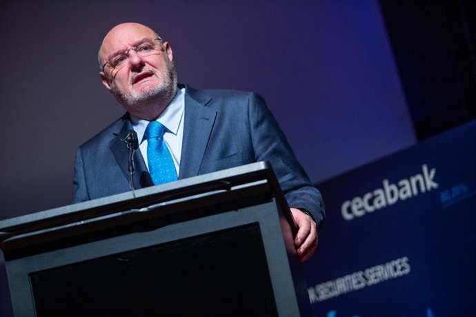 Archivo - El consejero delegado de Cecabank, José María Méndez, durante la clausura de la IX Jornada de Securities Services, celebrada en Madrid el 9 de febrero de 2023.
