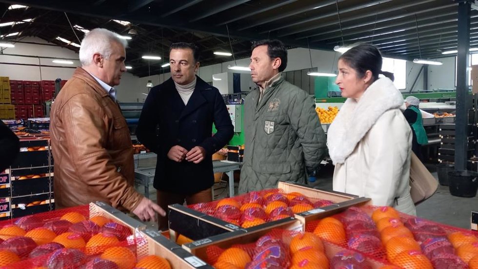 El subdelegado de la Junta de Andalucía en el Campo de Gibraltar, Javier Rodríguez Ros, y el delegado territorial de Agricultura, Pesca, Agua y Desarrollo Rural, David Gil, visitan una cooperativa agrícola del Campo de Gibraltar (Cádiz)