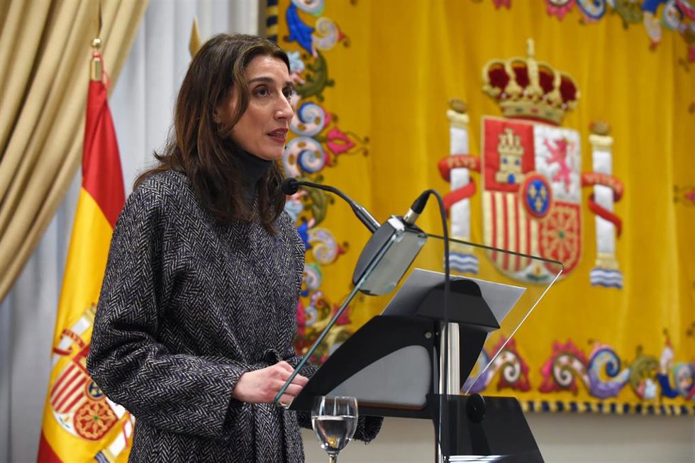 La ministra de Justicia, Pilar Llop, interviene durante la entrega de las condecoraciones de la Orden de San Raimundo de Peñafort, a 9 de febrero de 2023 en Málaga (Andalucía, España). 