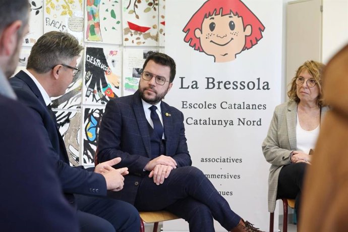 El presidente de la Generalitat, Pere Aragons, durante una visita institucional en Perpignan (Francia)