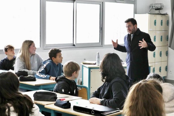 El presidente de la Generalitat, Pere Aragons, en una visita institucional en Perpignan (Francia)