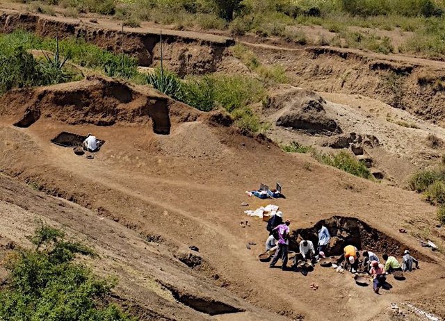 Excavación del yacimiento de Nyayanga en julio de 2016.