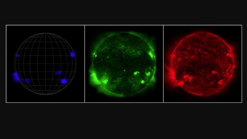 El Sol Tiene Un Aspecto Diferente Según Quién Lo Mire. Desde La Izquierda, El Nustar De La NASA Ve Rayos X De Alta Energía; La Misión Hinode De La JAXA Ve Rayos X De Menor Energía; Y El Observatorio De Dinámica Solar De La NASA Ve Luz Ultravioleta.