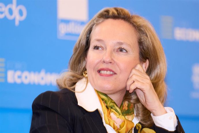 La vicepresidenta primera del Gobierno y ministra de Asuntos Económicos, Nadia Calviño, durante el Foro Económico del Diario Montañés