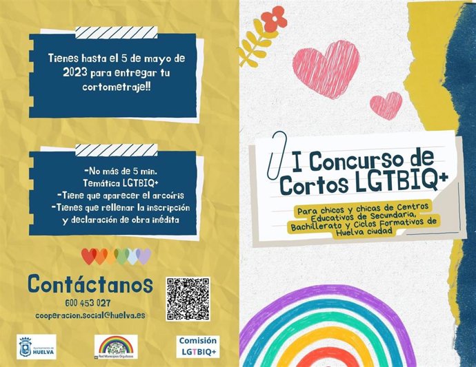 Cartel del I Concurso de Cortometrajes Lgtbiq+, organzado por el Ayuntamiento de Huelva.