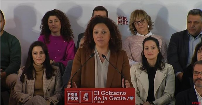 La secretaria general de la Federación Socialista de Mallorca (FSM) y presidenta del Consell,Catalina Cladera, en la inauguración de la Convención Municipal de la FSM