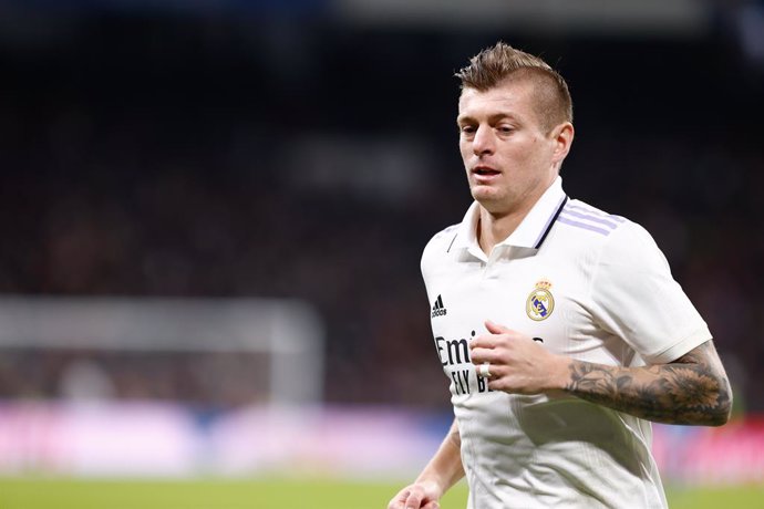 Toni Kroos of Real Madrid looks on during the spanish cup, Copa del Rey, Quarter Finals football match played between Real Madrid and Atletico de Madrid on January 26, 2023, in Madrid, Spain.