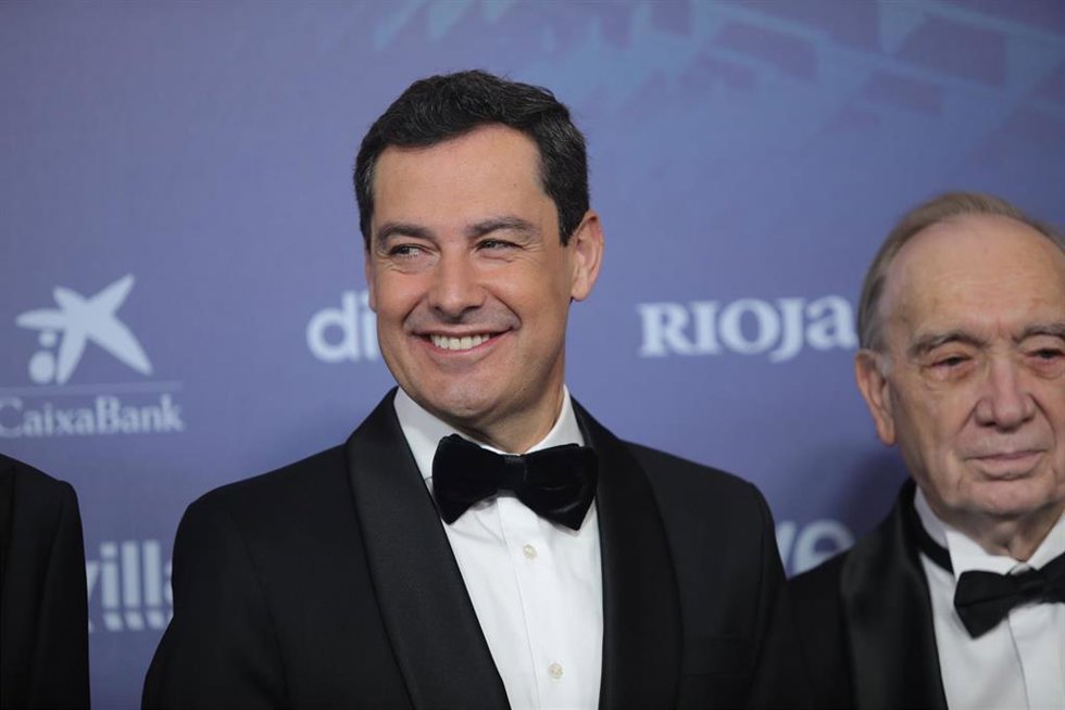 El presidente de la Junta de Andalucía, Juanma Moreno, en la gala de entrega de la XXXVII edición de los Premios Goya del cine español