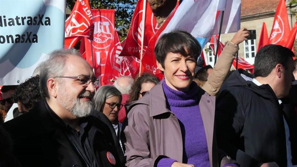 La portavoz nacional del BNG, Ana Pontón, en la manifestación de Santiago por la sanidad pública
