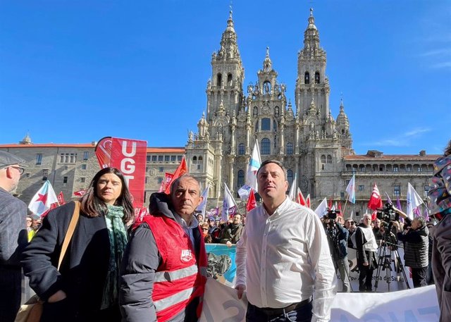 El secretario xeral del PSdeG, Valentín González Formoso, en la manifestación de Santiago por la sanidad pública