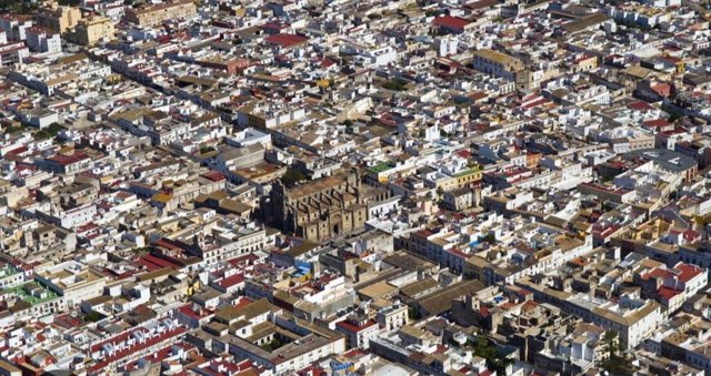 Archivo - Vista aérea del centro de El Puerto de Santa María (Cádiz)