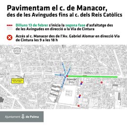 Cort retoma este lunes las tareas de asfaltado de la calle Manacor en la calzada dirección vía de Cintura