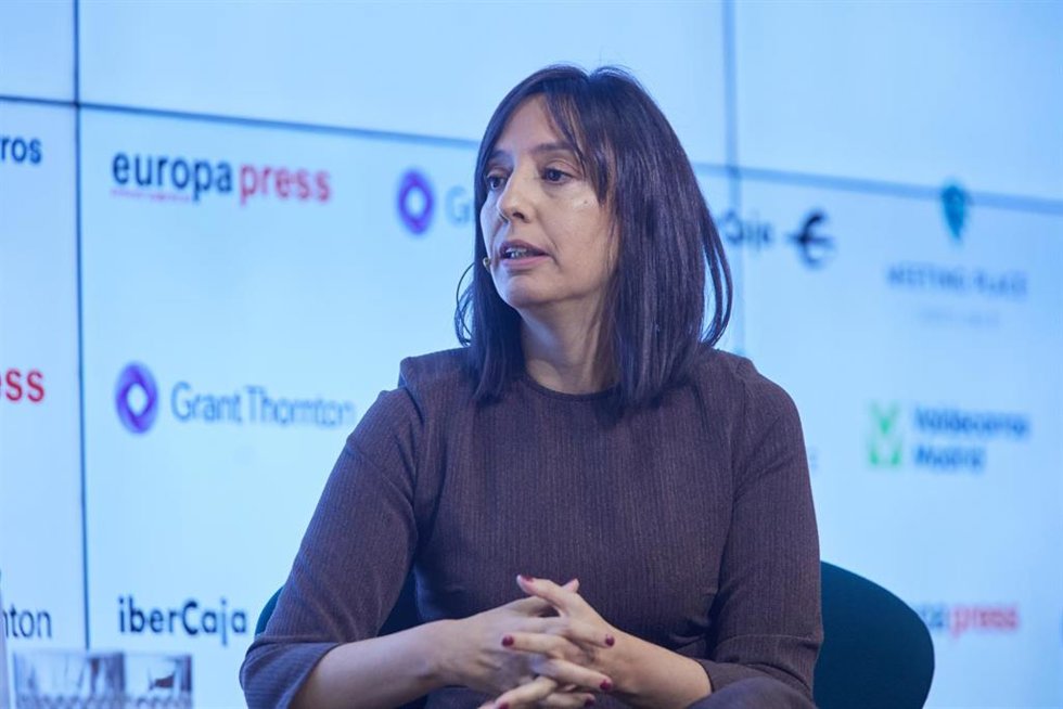 La delegada del Gobierno en la Comunidad de Madrid, Mercedes González, interviene durante un Desayuno Informativo de Europa Press, en el Auditorio Meeting Place, a 13 de febrero de 2023, en Madrid, (España).