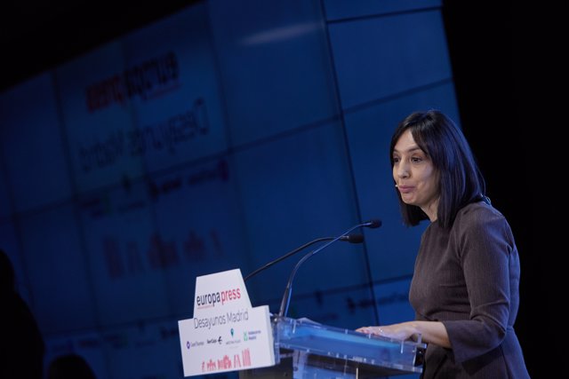 La delegada del Gobierno en la Comunidad de Madrid, Mercedes González, interviene durante un Desayuno Informativo de Europa Press, en el Auditorio ‘Meeting Place’, a 13 de febrero de 2023, en Madrid, (España).