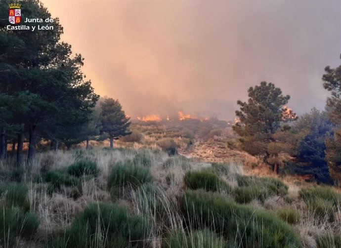 Imagen del incendio en Guisando (Ávila) el martes 24 de enero.
