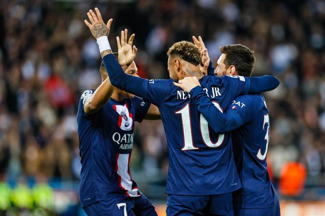Archivo - Neymar jr, Kylian Mbappe, Lionel Messi of PSG celebrate during the UEFA Champions League, Group H football match between Paris Saint-Germain and Maccabi Haifa on October 25, 2022 at Parc des Princes stadium in Paris, France - Photo Elyse Lopez /