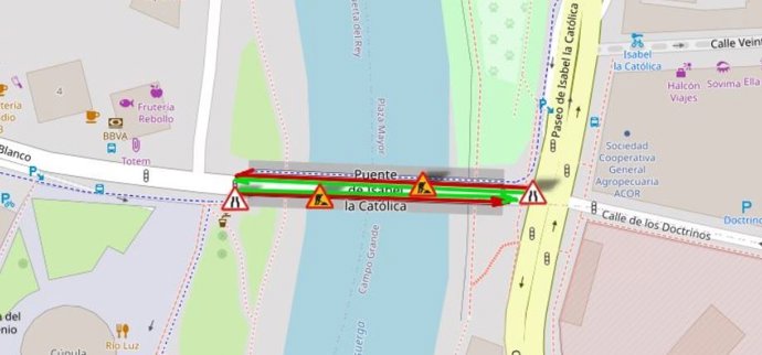 Infografía sobre los cortes de tráfico previstos en el puente de Isabel la Católica de Valladolid.