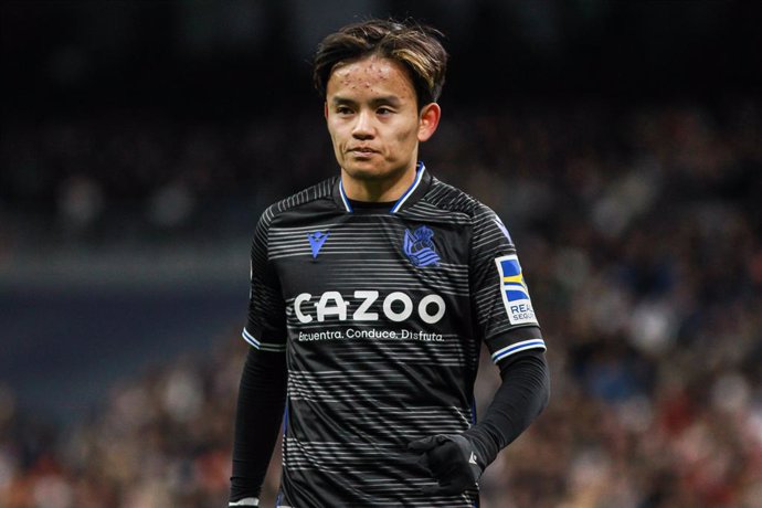 Takefusa Kubo looks on during the spanish league, La Liga Santander, football match played between Real Madrid and Real Sociedad at Santiago Bernabeu stadium on January 29, 2023, in Madrid, Spain.