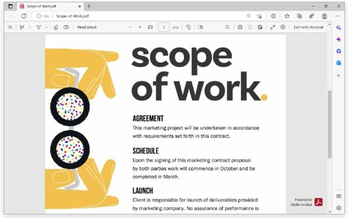 Motor PDF de Adobe Acrobat integrado en Microsoft Edge