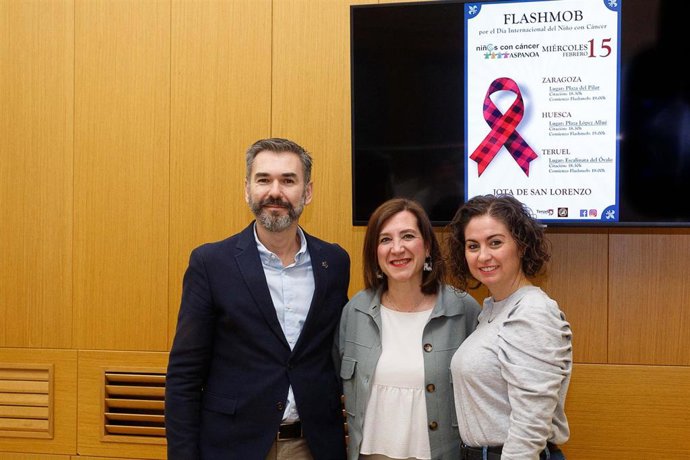 Presentación del flashmob jotero por Aspanoa que protagonizará los actos del Día contra el Cáncer Infantil en Zaragoza el 15 de febrero