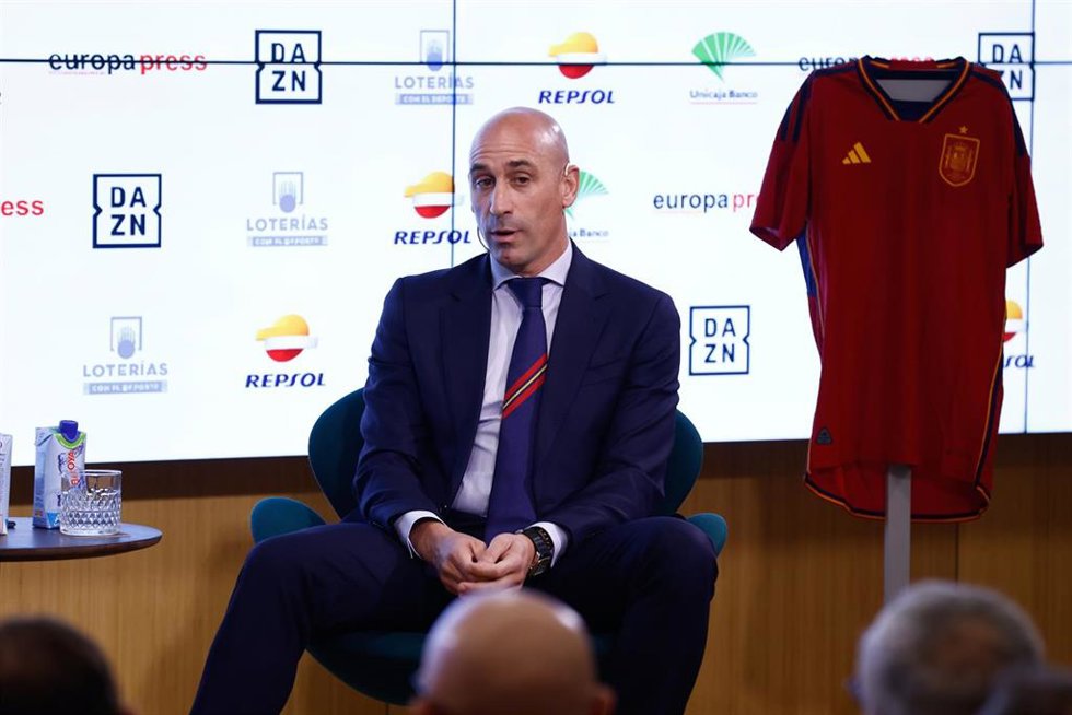 El presidente de la RFEF, Luis Rubiales, durante los 'Desayunos Deportivos' de Europa Press