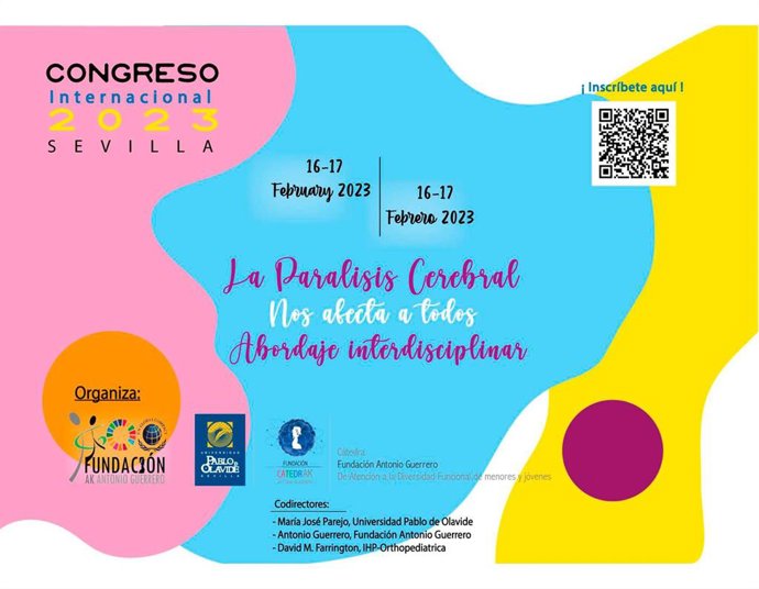 Cartel anunciador del I Congreso Internacional de Parálisis Cerebral que acoge la Pablo de Olavide los días 16 y 17 de febrero.