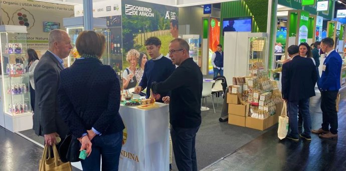Stand coordinado por Aragón Exterior en la feria Biofach en Núremberg, Alemania.