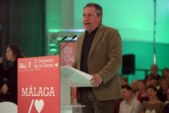 El secretario general del PSOE de Andalucía, Juan Espadas, en una foto de archivo en un mitin en Málaga.