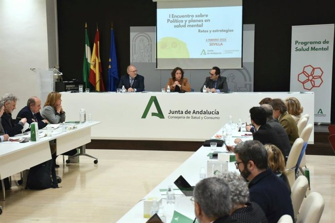 Imagen de la consejera de Salud, Catalina García, durante la constitución del Consejo Asesor Externo del Plan Andaluz de Salud Mental y Adicciones, que lo hizo el 6 de febrero. 