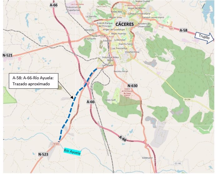 Mitma adjudica por 79 millones de euros las obras del primer tramo de la Autovía A-58 entre Cáceres y Badajoz