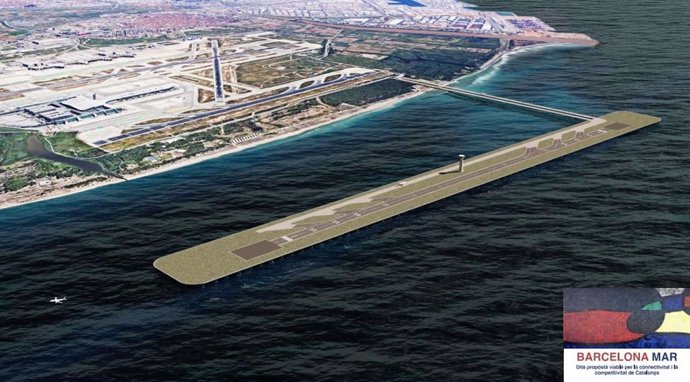 Imagen virtual de la pista sobre el mar en el Aeropuerto de Barcelona-El Prat
