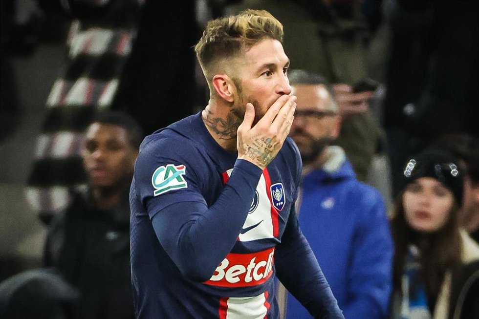 El central español Sergio Ramos durante un partido con el PSG