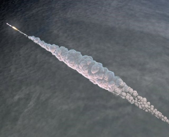 Simulación 3D del meteoro de Cheliabinsk