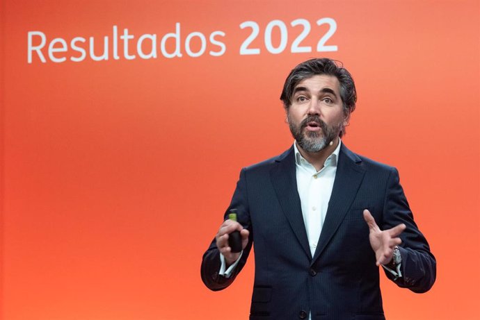 El CEO de ING España & Portugal, Ignacio Juliá, interviene durante una rueda de prensa de ING, en su sede de Madrid, a 15 de febrero de 2023, en Madrid (España). ING ha presentado hoy en una rueda de prensa sus resultados en España y Portugal.