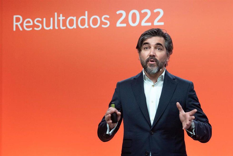El CEO de ING España & Portugal, Ignacio Juliá, interviene durante una rueda de prensa de ING, en su sede de Madrid, a 15 de febrero de 2023, en Madrid (España). ING ha presentado hoy en una rueda de prensa sus resultados en España y Portugal.