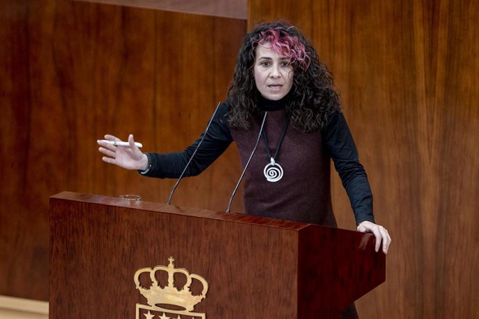 Archivo - La diputada de Unidas Podemos en la Asamblea de Madrid Vanessa Lillo, interviene en una sesión del pleno de la Asamblea de Madrid, a 3 de marzo de 2022, en Madrid (España). La presidenta de la asamblea ha pedido a VOX que retiren las banderas 