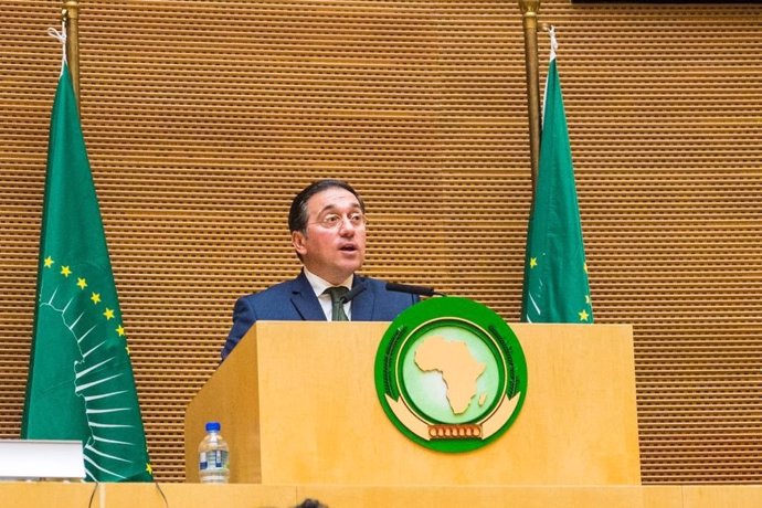El ministro de Asuntos Exteriores, José Manuel Albares, interviente ante el Consejo Ejecutivo de la Unión Africana en Adís Abeba