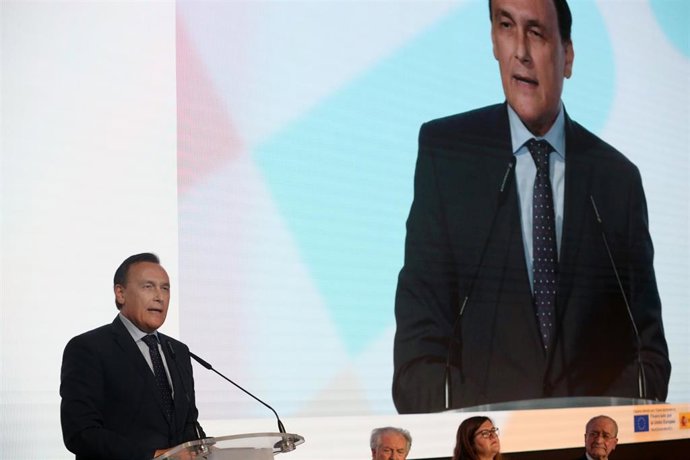 El consejero de Universidad e Innovación de la Junta de Andalucía, José Carlos Gómez, interviene durante la inauguración de la duodécima edición de Transfiere