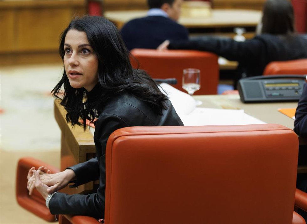 La portavoz de Ciudadanos en el Congreso, Inés Arrimadas, durante una reunión de la Junta de Portavoces.