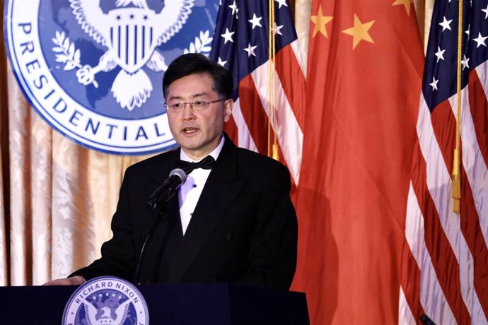 Archivo - El ministro de Exteriores chino, Qin Gang, durante su etapa como embajador de China en Estados Unidos
