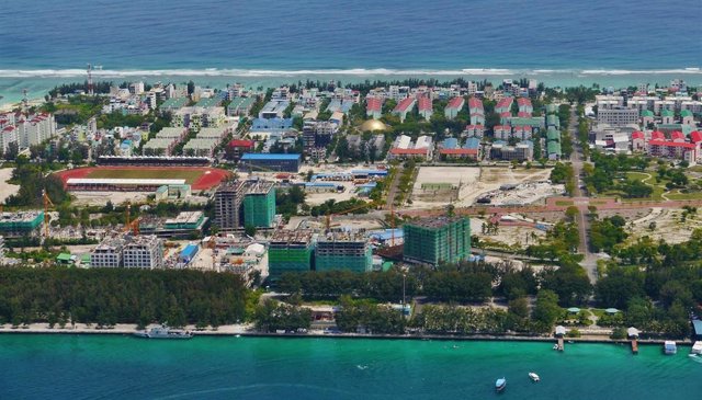 Vista parcial de Hulhumalé, una isla artificial creada como una expansión de Malé, capital de Maldivas