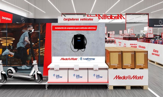 Espacio de LugEnergy en una tienda física de MediaMarkt.