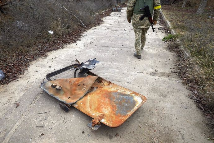 Archivo - January 8, 2023, Kherson, Ukraine: Remains of a Russian military vehicle. The Kherson airport recovered in early November by the Ukrainian army shows the level of destruction suffered in that area during the beginning of the war in February.,I