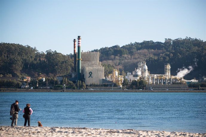 El complejo industrial de Ence en la Ría de Pontevedra, a 7 de febrero de 2023, en Pontevedra, Galicia (España). La sección quinta de la Sala de lo Contencioso-Administrativo del Tribunal Supremo ha estimado los recursos presentados por Ence y otras ent